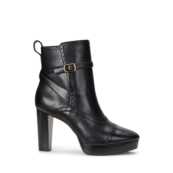 Ralph Lauren Mckinsey Burnished Leather Bootie In Black