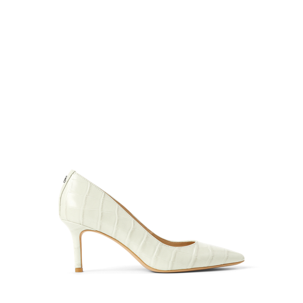 Ralph Lauren Lanette Crocodile-embossed Leather Pump In Soft White