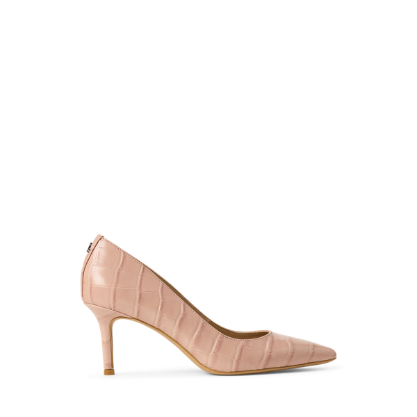 Ralph Lauren Lanette Crocodile-embossed Leather Pump In Sunrise Blush