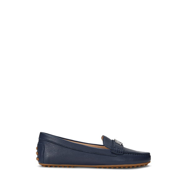 Ralph Lauren Barnsbury Pebbled Leather Driver In Refined Navy