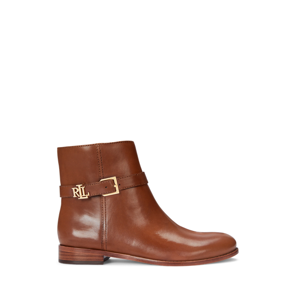 Shop Laurèn Brooke Burnished Leather Bootie In Tan