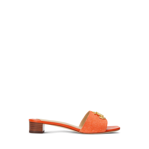 Ralph Lauren Fay Anchor-logo Cross-dyed Canvas Sandal In Orange Lily
