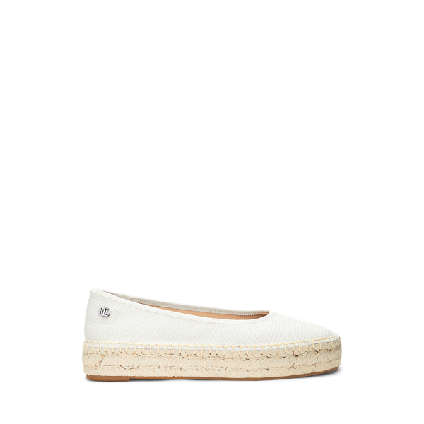 Ralph Lauren Luize Canvas Ballet Espadrille In Soft White