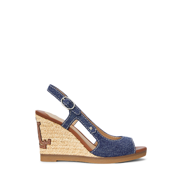 Ralph Lauren Roni Washed Denim Sandal In Oxford Blue
