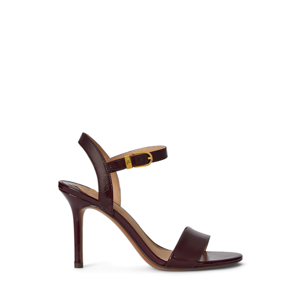 Ralph Lauren Gwen Crinkle Patent Leather Sandal In Brown