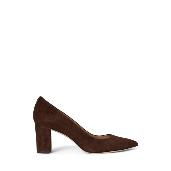 Ralph Lauren Lanette Suede Block-heel Pump In Brown