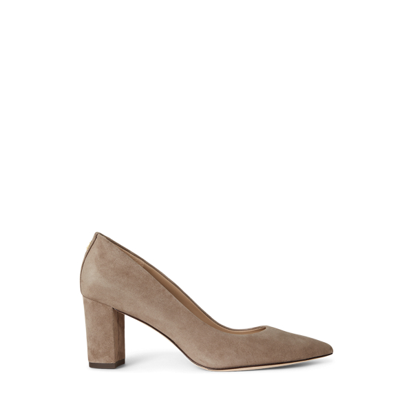 Ralph Lauren Lanette Suede Block-heel Pump In Brown