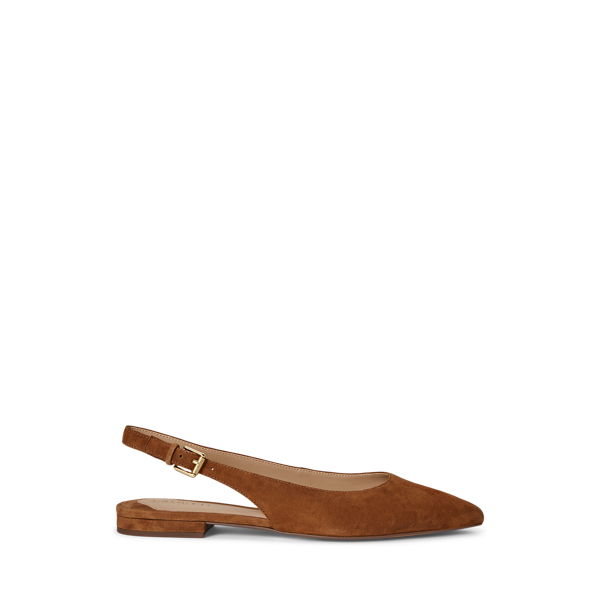 Ralph Lauren Londyn Suede Slingback Flat In Lauren Tan