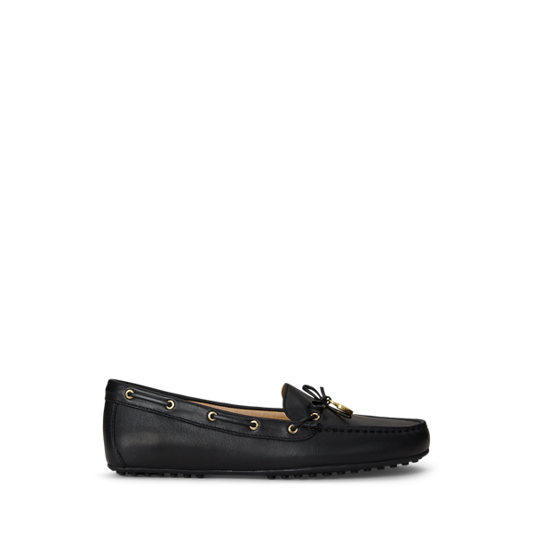 Ralph Lauren Wylie Nappa Leather Driver In Black