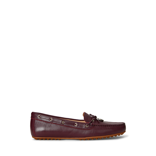 Ralph Lauren Wylie Nappa Leather Driver In Burgundy