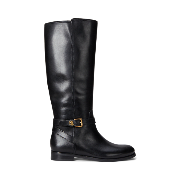 Ralph Lauren Brooke Ii Burnished Leather Tall Boot In Black