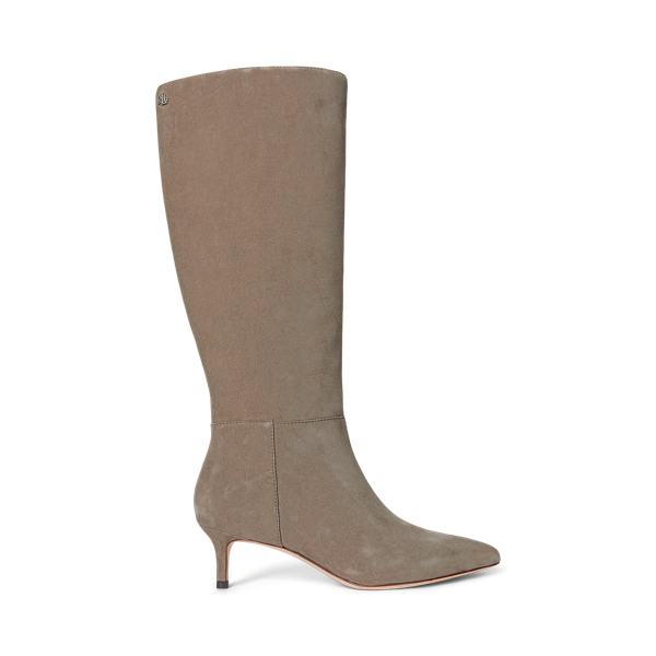 Ralph Lauren Mckay Suede Tall Boot Heel In Brown