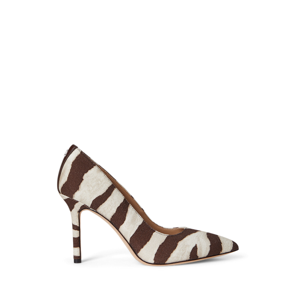 Ralph Lauren Lindella Ii Zebra-print Canvas Pump