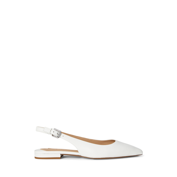 Ralph Lauren Londyn Nappa Leather Slingback Flat In Snow White