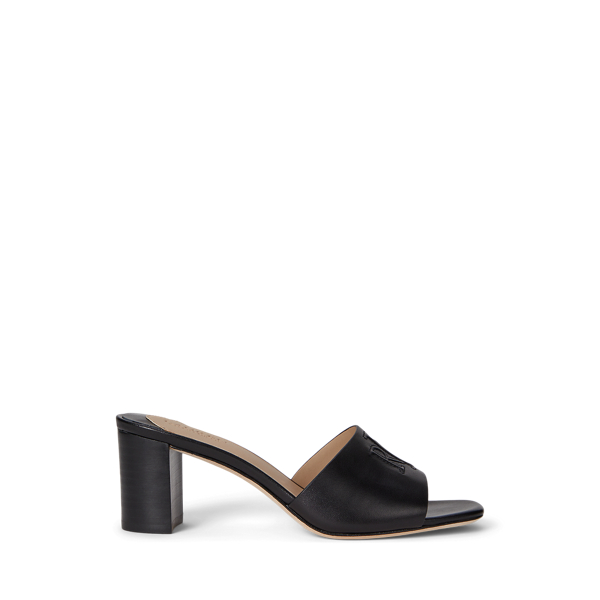 Ralph Lauren Everley Block-heel Calfskin Sandal In Black