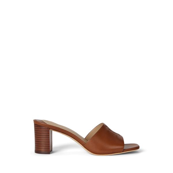 Ralph Lauren Everley Block-heel Calfskin Sandal In Lauren Tan