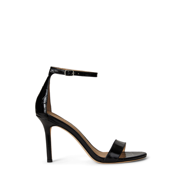Ralph Lauren Allie Crocodile-embossed Leather Sandal