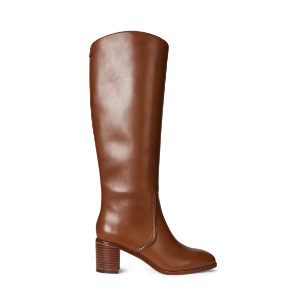 Ralph Lauren Charly Calfskin Tall Boot In Brown