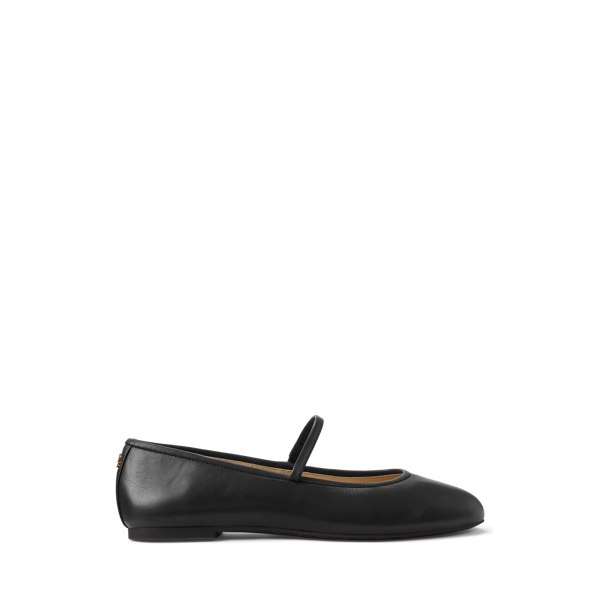 Ralph Lauren Jayna Nappa Leather Mary Jane Flat In Black
