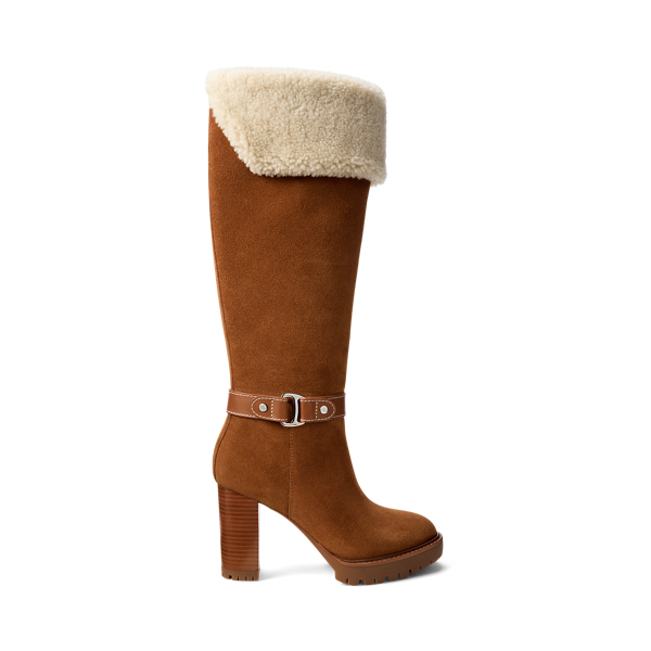 Ralph Lauren Tasha Suede & Shearling Tall Heel Boot