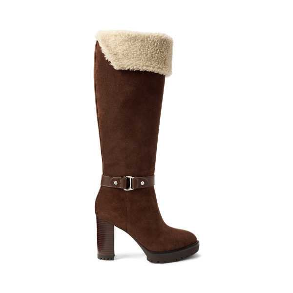 Ralph Lauren Tasha Suede & Shearling Tall Heel Boot