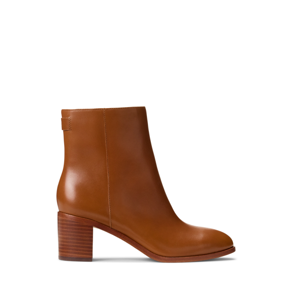 Ralph Lauren Cassie Calfskin Bootie In Brown