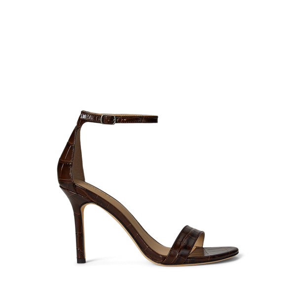 Sandales Allie cuir façon crocodile - Lauren - Modalova