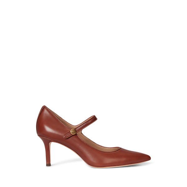 Ralph Lauren Lanette Calfskin Mary Jane Pump In Brown