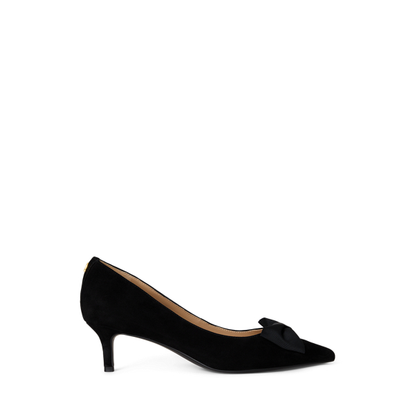 Ralph Lauren Adrienne Bow-trim Suede Pump In Black