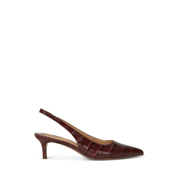 Ralph Lauren Lolah Ii Croc-embossed Slingback Pump In Burgundy