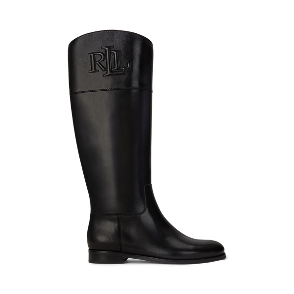 Ralph Lauren Justine Ii Burnished Leather Riding Boot In Black