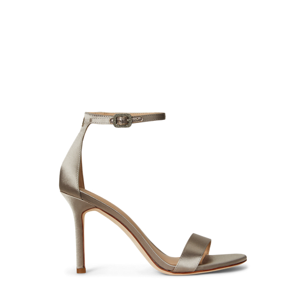 Ralph Lauren Allie Pavé-buckle Satin Sandal In Brown