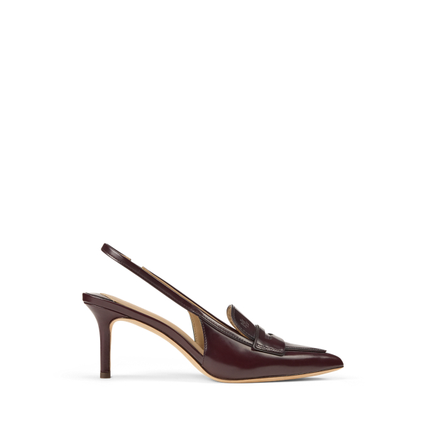 Ralph Lauren Khloe Leather Slingback Loafer Pump In Brown