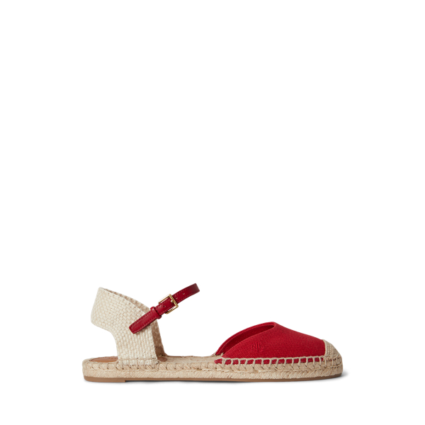 Ralph Lauren Robby Canvas Espadrille Flat In Festive Red/natural Tan