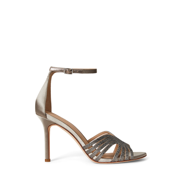 Ralph Lauren Allie Embellished Multistrap Sandal In Gray