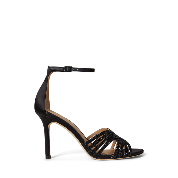 Ralph Lauren Allie Embellished Multistrap Sandal In Black