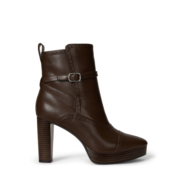 Ralph Lauren Mckinsey Calfskin Bootie In Brown