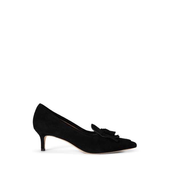 Ralph Lauren Adrienne Suede Kiltie Pump In Black