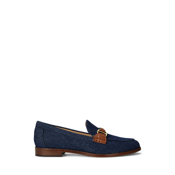 Ralph Lauren Tasha Leather-trim Denim Loafer In Blue