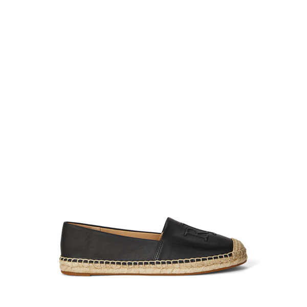 Ralph Lauren Cameryn Nappa Leather Espadrille In Black