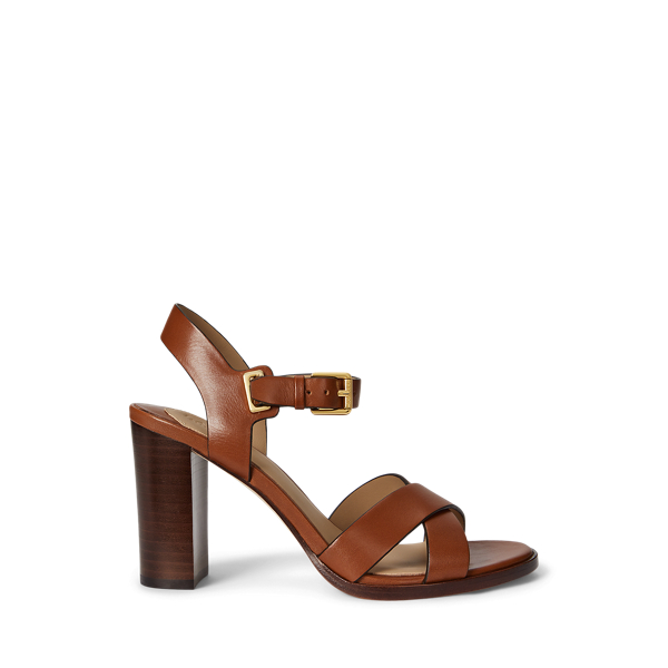 Ralph Lauren Emeryn Leather Sandal In Brown