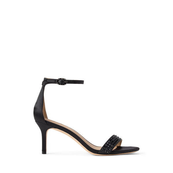 Allie Mid-Heel Embellished Satin Sandal