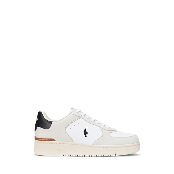 Polo Ralph Lauren Masters Court Nubuck & Leather Sneaker In White/black