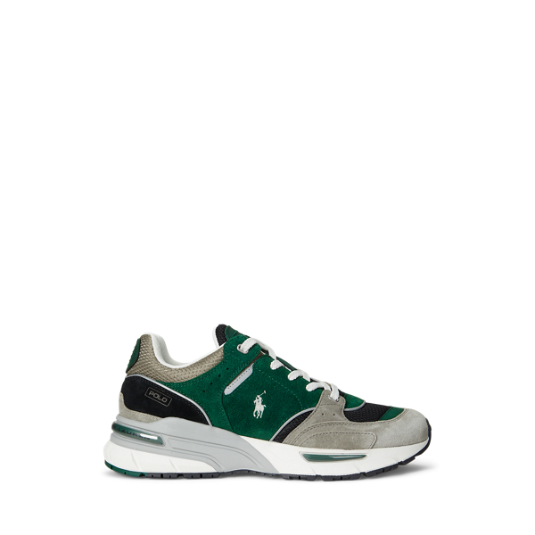 Ralph Lauren Trackster 250 Suede & Mesh Sneaker In Gray