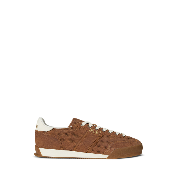 Ralph Lauren Hester Perforated Suede Sneaker In Brown