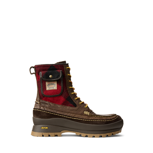 Ralph Lauren Logan Leather & Plaid Wool Boot In Multi