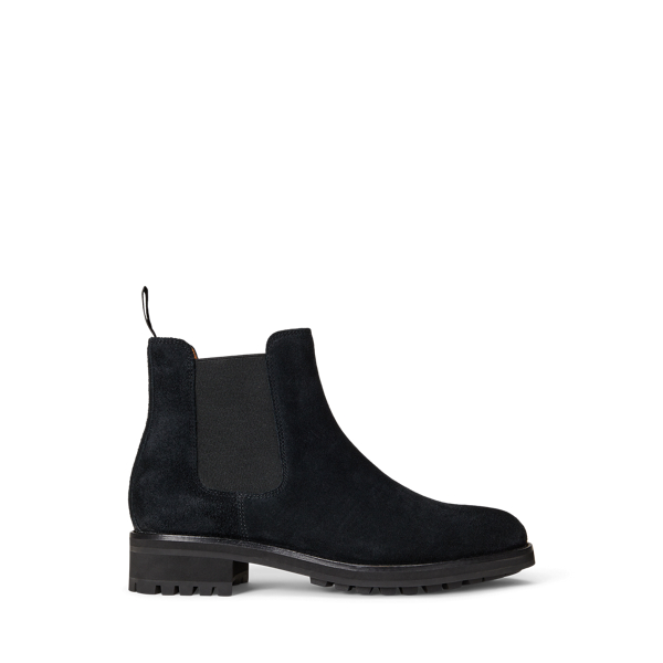 Ralph Lauren Bryson Suede Chelsea Boot In Black