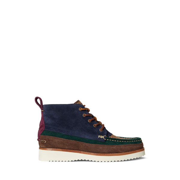 Ralph Lauren Ranger Suede & Wool Tweed Workboot In Multi