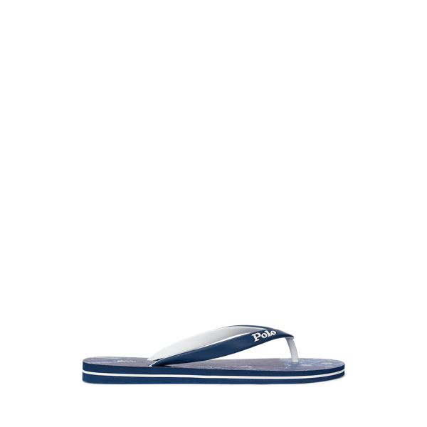 Polo Ralph Lauren Bolt Print Flip-flop In Indigo Shibori Patchwork