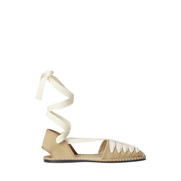 Shop Polo Ralph Lauren Canvas Lace-up Espadrille In Tan